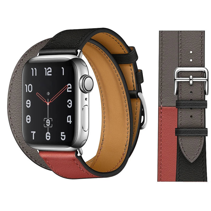 Genuine Leather Bracelet Strap For Apple Watch Band 45mm 49mm 41mm 44mm 42mm 40mm band iWatch Ultra/2 10 42/46mm 9 8 7 6 5 4 SE